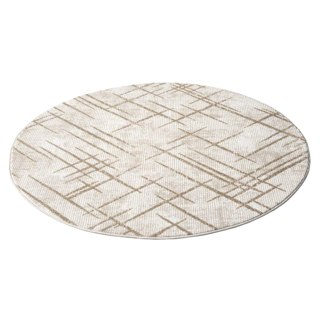 Kurzflor Teppich Antik 245 Creme – Rund