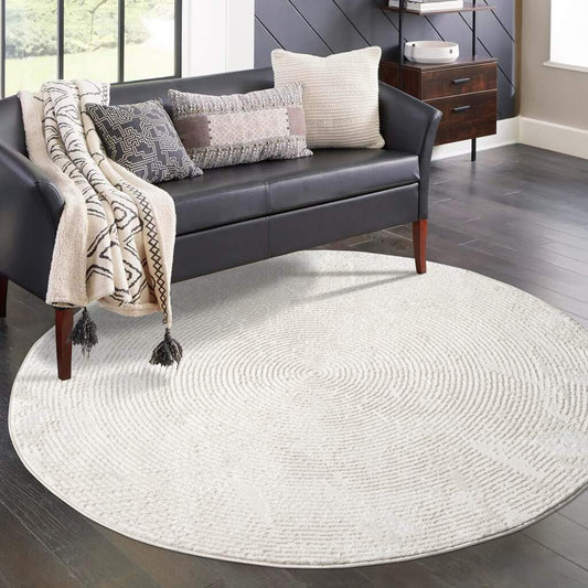 Kurzflor Teppich Antik 481 Creme – Rund