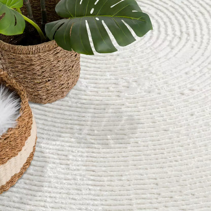 Kurzflor Teppich Antik 481 Creme – Rund