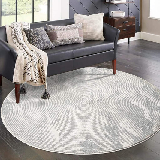 Kurzflor Teppich Antik 481 Grau – Rund