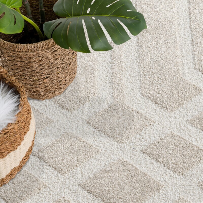 Kurzflor Teppich Flair 138 Beige – Rund