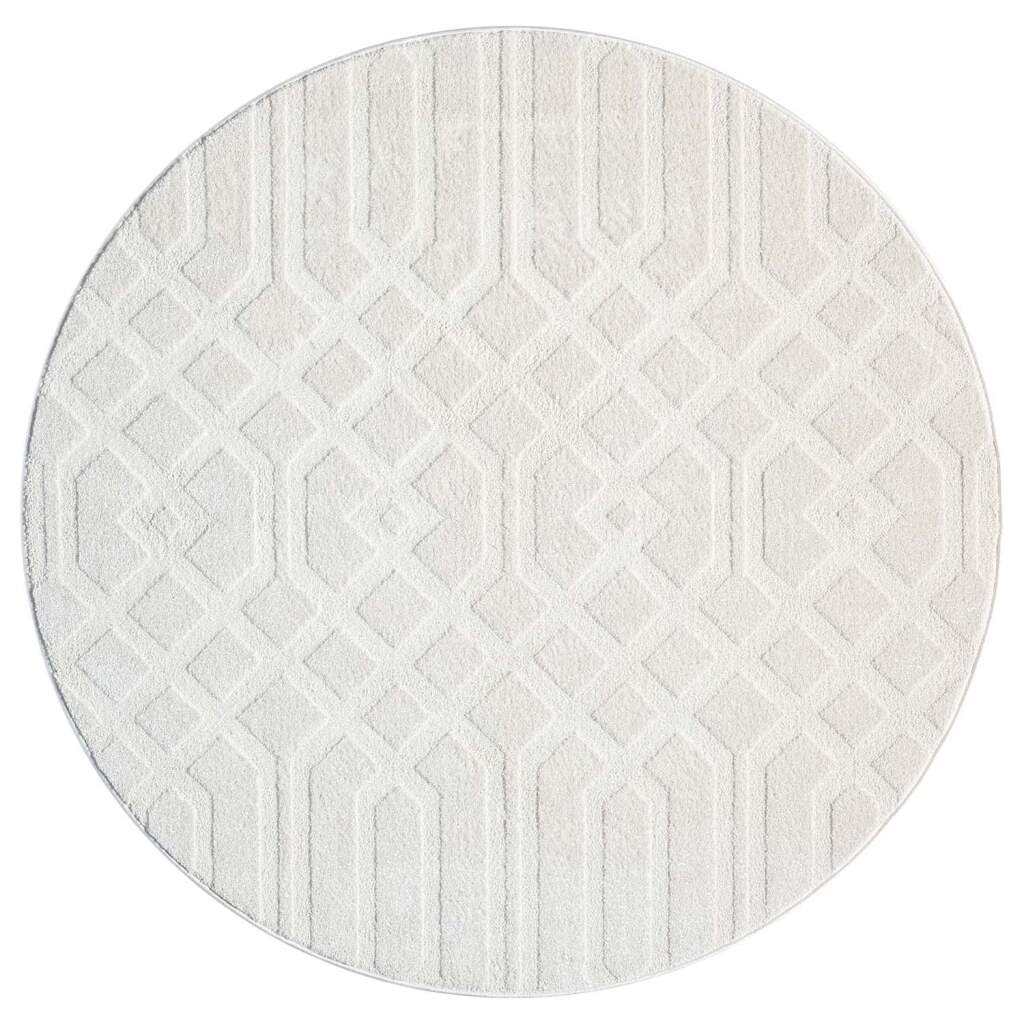 Kurzflor Teppich Flair 138 Creme – Rund