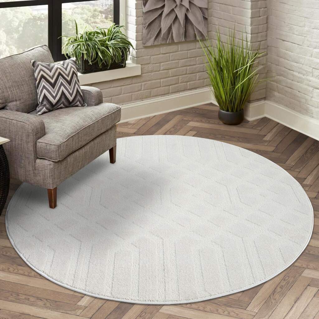 Kurzflor Teppich Flair 138 Creme – Rund
