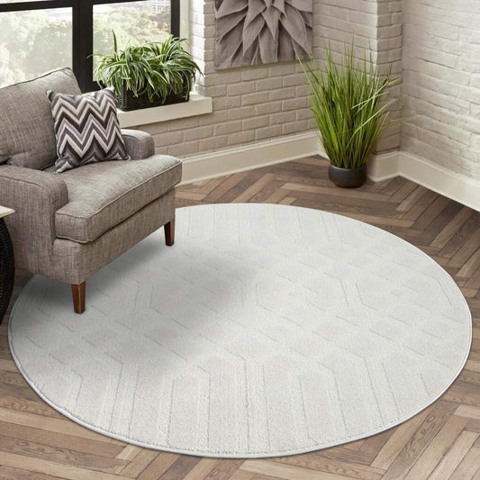 Kurzflor Teppich Flair 138 Creme – Rund