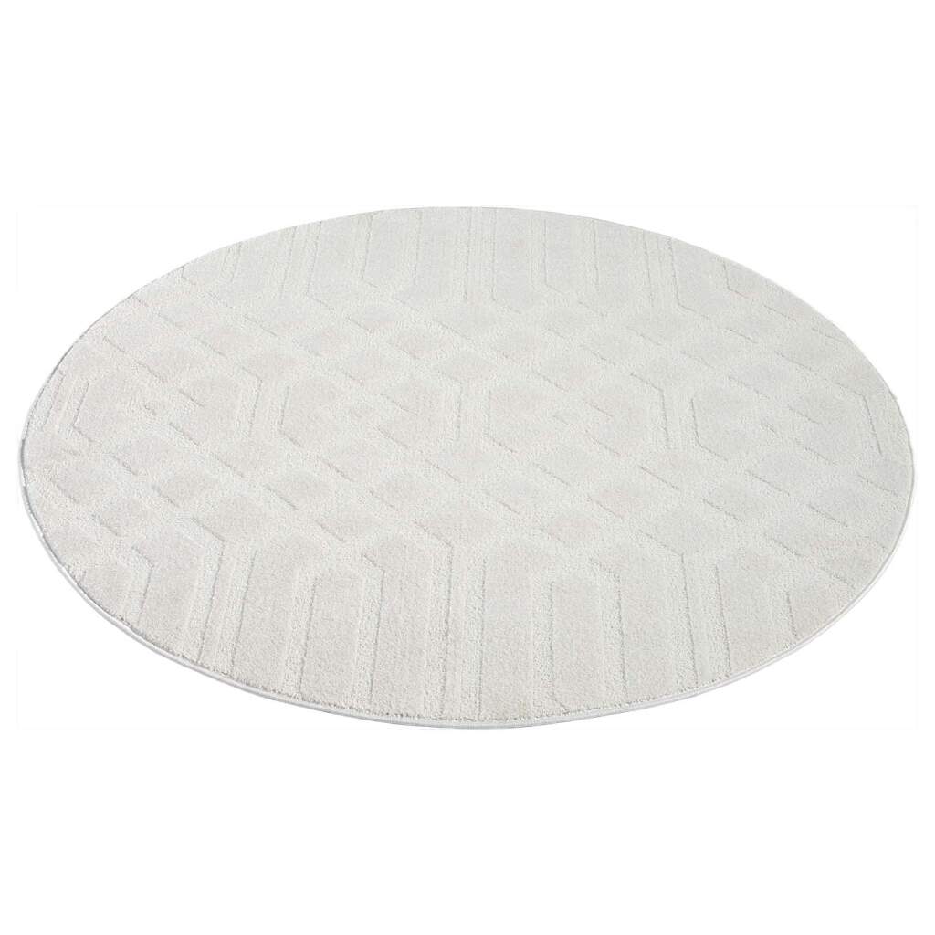 Kurzflor Teppich Flair 138 Creme – Rund