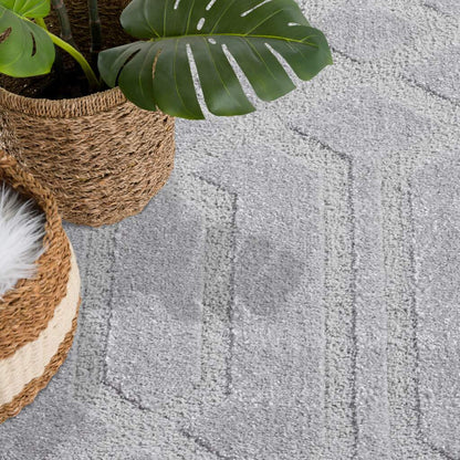 Kurzflor Teppich Flair 138 Grau – Rund