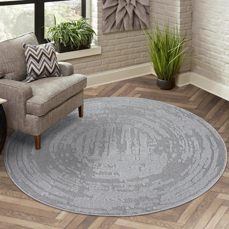 Kurzflor Teppich Flair 171 Grau – Rund