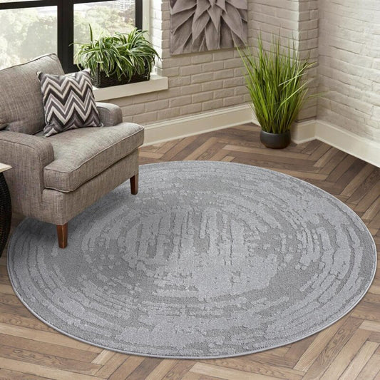 Kurzflor Teppich Flair 171 Grau – Rund