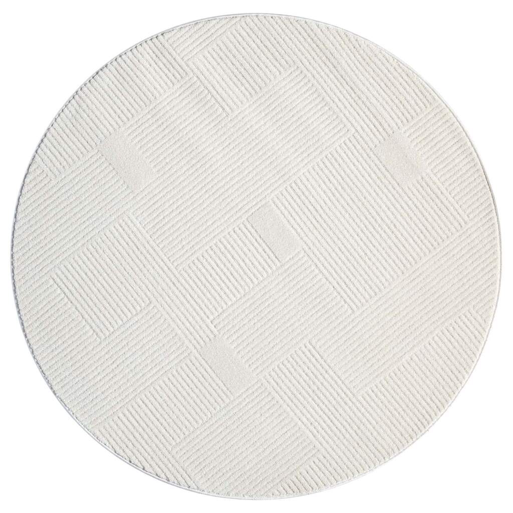 Kurzflor Teppich Flair 177 Creme – Rund