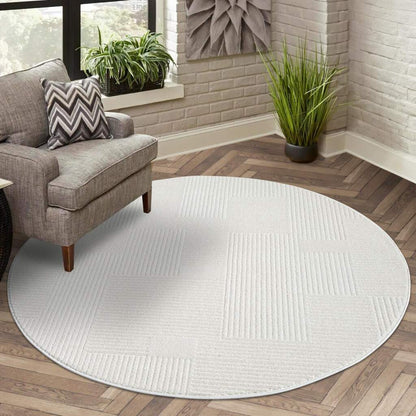 Kurzflor Teppich Flair 177 Creme – Rund