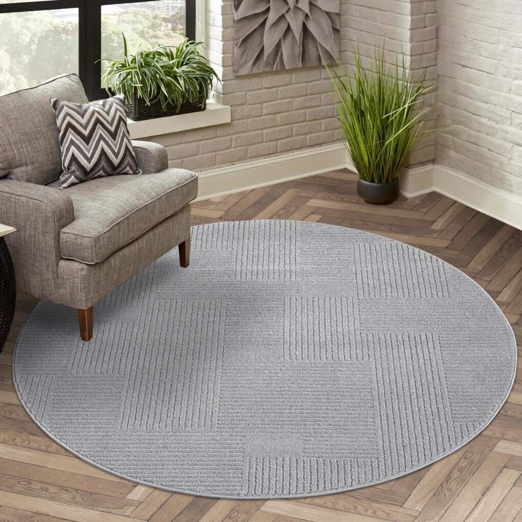 Kurzflor Teppich Flair  177 Grau – Rund
