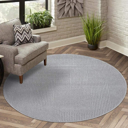 Kurzflor Teppich Flair  177 Grau – Rund