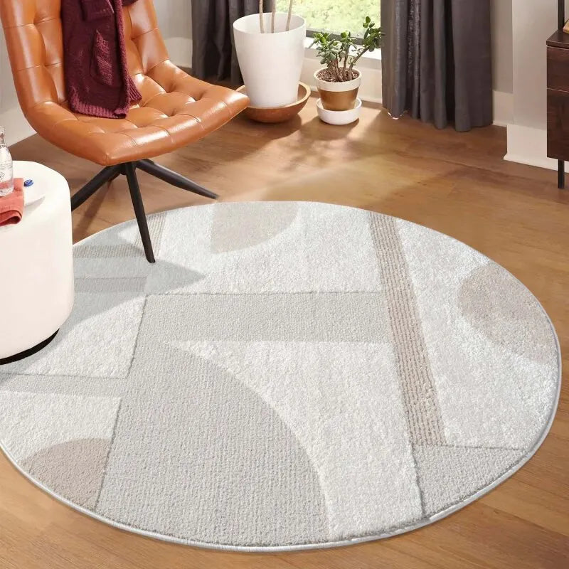 Kurzflor Teppich Lounge 9992 Creme – Rund