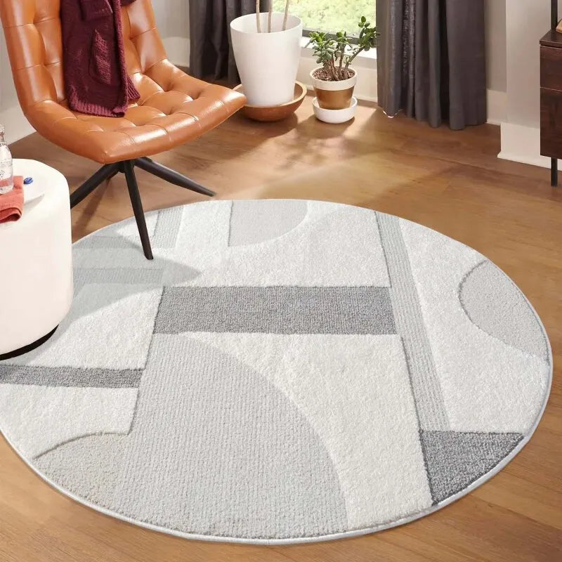 Kurzflor Teppich Lounge 9992 Grau – Rund