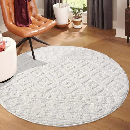 Kurzflor Teppich Lounge 9999 Creme – Rund