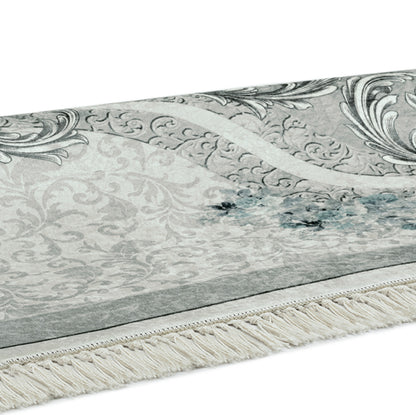 Waschbarer Teppich Sunshine 1055 grau mit Fransen