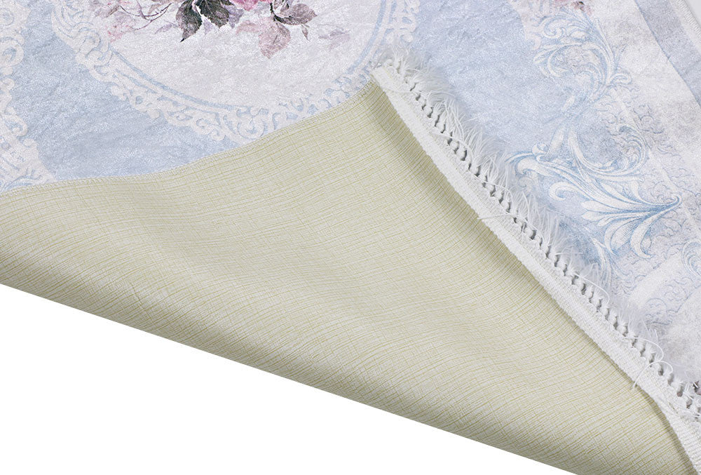 Waschbarer Teppich Sunshine 1055 blau mit Fransen