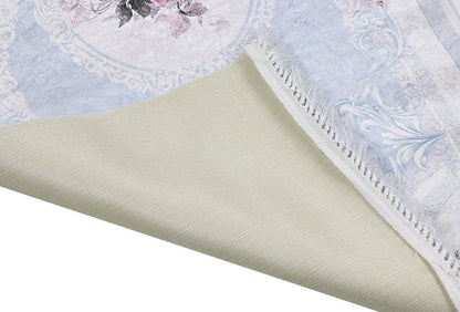 Waschbarer Teppich Sunshine 1055 blau mit Fransen