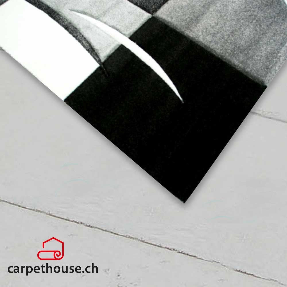 Designer Teppich Diamond Karo Grau Schwarz