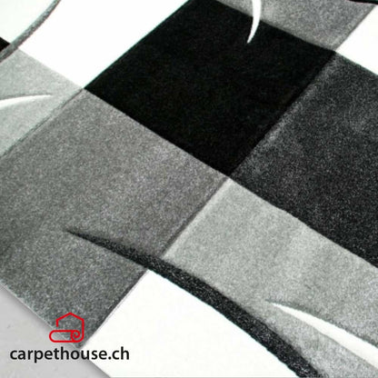 Designer Teppich Diamond Karo Grau Schwarz
