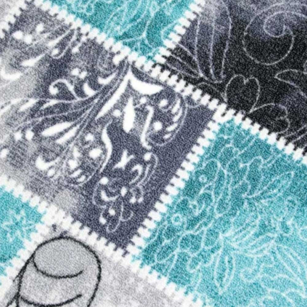 Waschbarer Küchenläufer Patchwork Türkis Grau