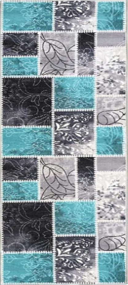 Waschbarer Küchenläufer Patchwork Türkis Grau