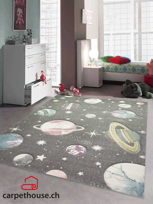Kinderteppich Pastel Kids Weltraum