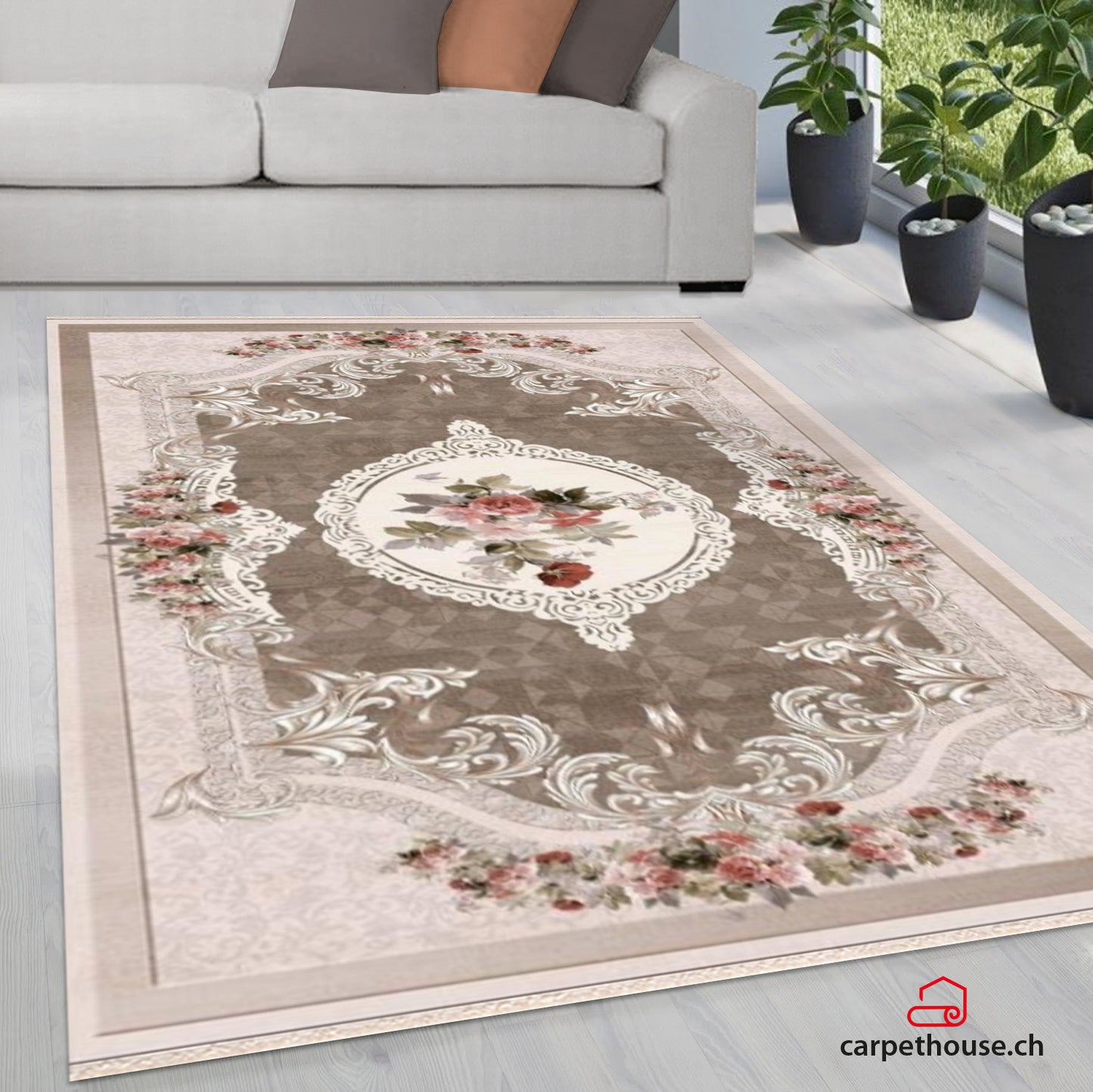 Teppich Sunshine 1055 beige mit Fransen