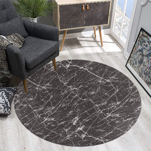 Loft Edition washable | Anthrazit | Hochflorteppich | rund