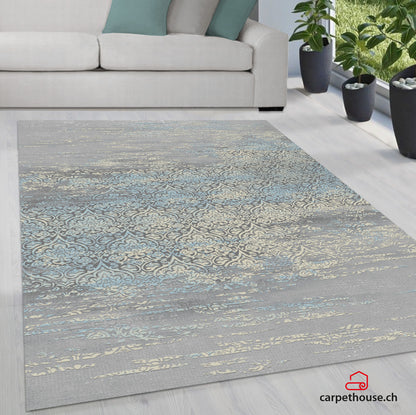 Merinos Teppich Thema Serie 23007 953 grau türkis