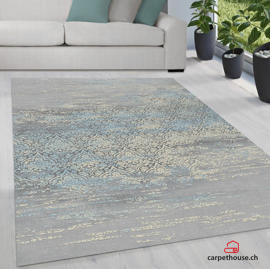 Merinos Teppich Thema Serie 23007 953 grau türkis