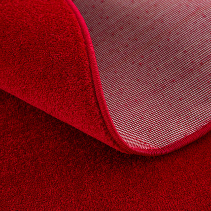 Uni | Rot | Kurzflorteppich | rund