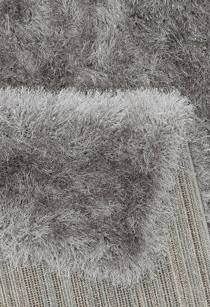 Weicher Moderner Glanz Hochflorteppich Teppich, 411 Lurex 95-Grey