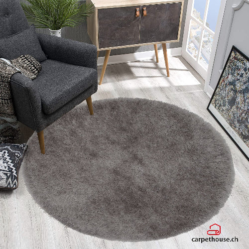 Weicher Moderner Glanz Hochflorteppich Teppich, 411 Lurex 95-Grey