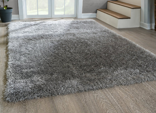 Weicher Moderner Glanz Hochflorteppich Teppich, 411 Lurex 95-Grey