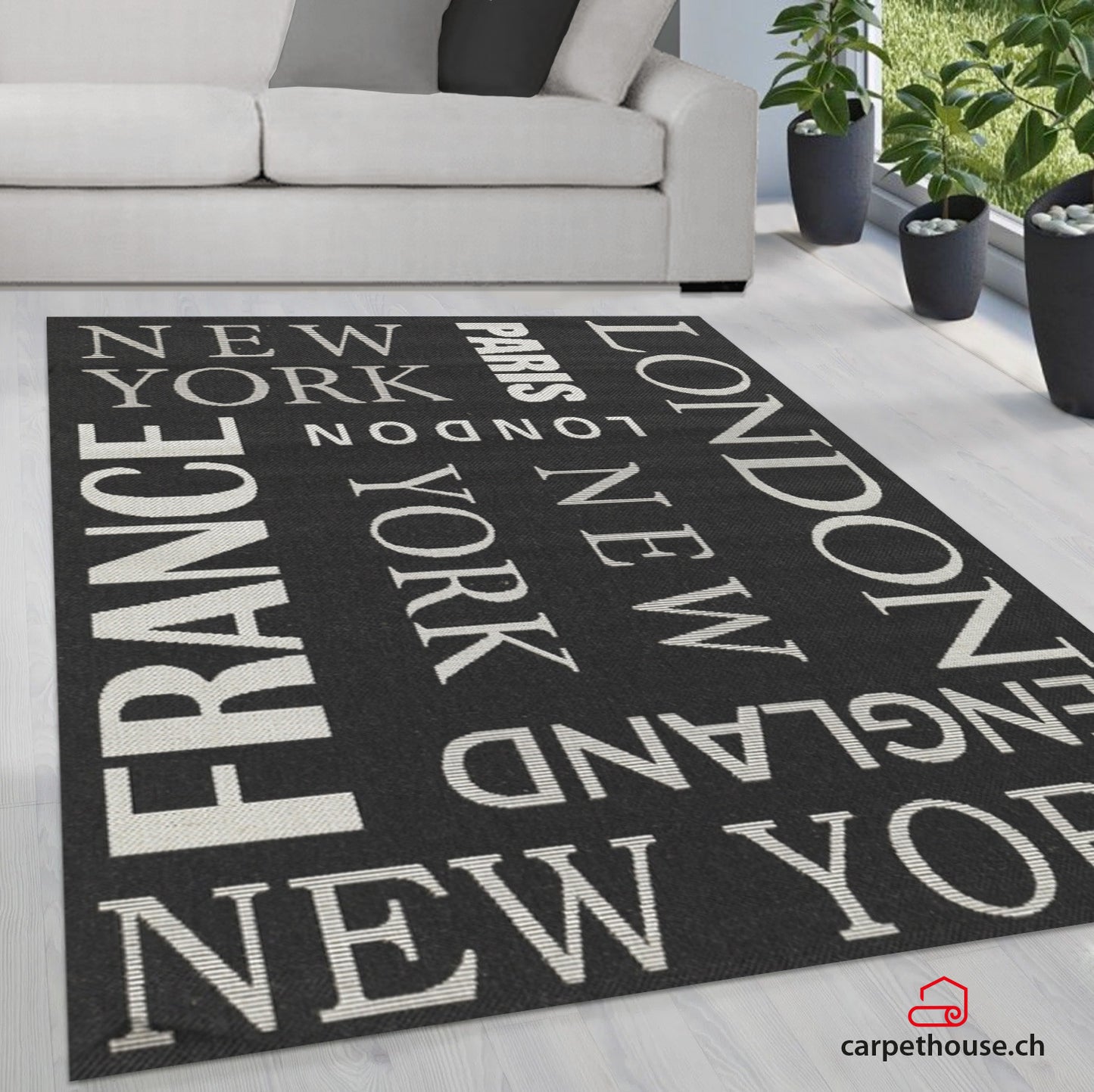 Indoor & Outdoor Kurzflorteppich Black – Maestro