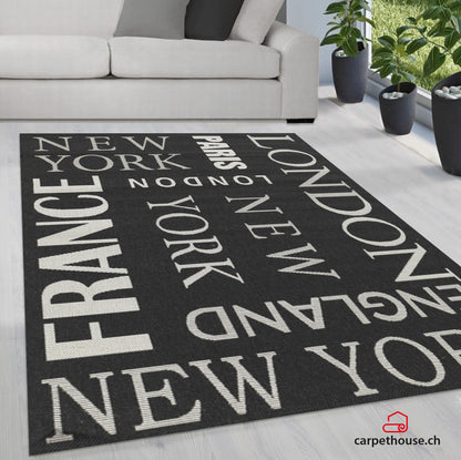 Indoor & Outdoor Kurzflorteppich Black – Maestro