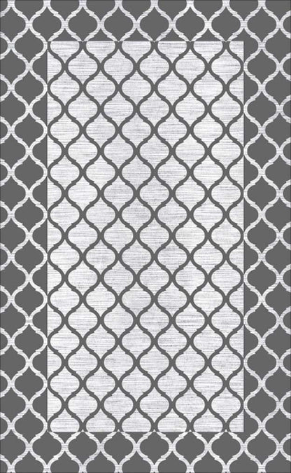 Waschbarer Teppich Sunshine 1123 Grey mit Fransen