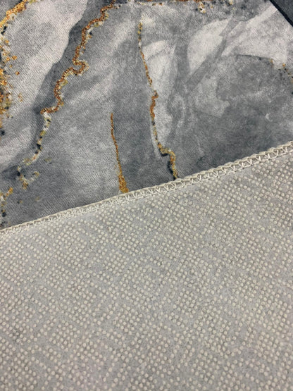 Waschbarer Teppich Sunshine 1131 Grey mit Fransen