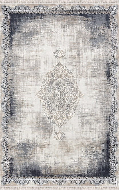 Teppich Rodin 19770 35-Blue,rechteckig, Vintage, Orient, Kurzflor mit Fransen