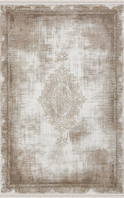 Teppich Rodin 19770 80-Brown, rechteckig, Vintage, Orient, Kurzflor mit Fransen