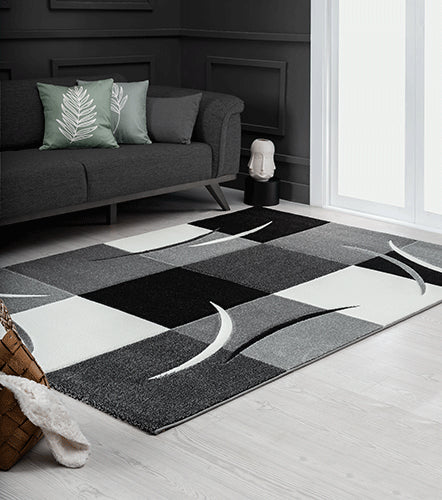 Designer Teppich Diamond Karo Grau Schwarz