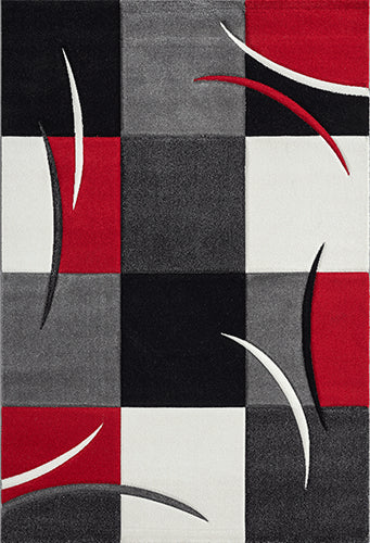 Designer Teppich Diamond Karo Rot Schwarz