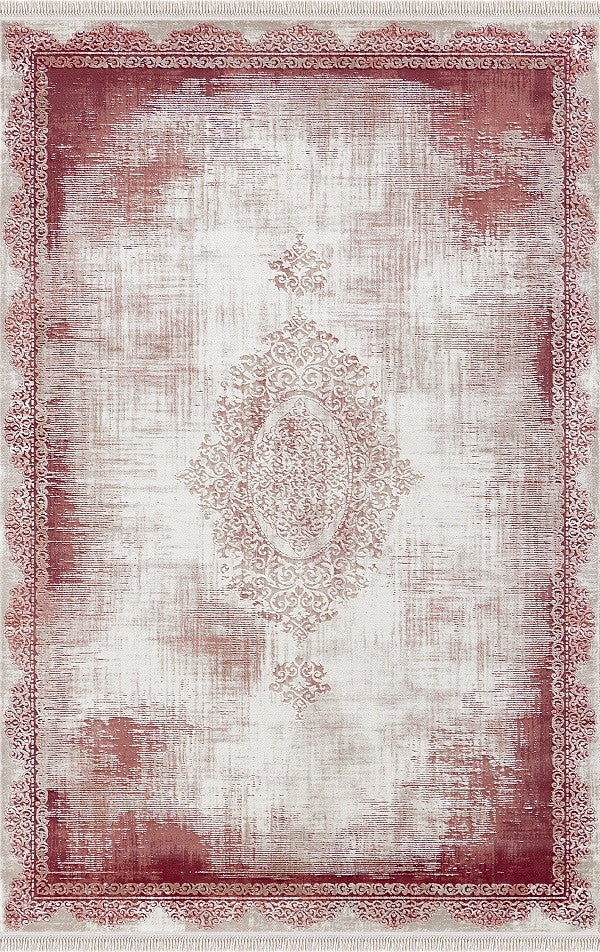 Teppich Rodin 19770 10-Red, rechteckig, Vintage, Orient, Kurzflor mit Fransen