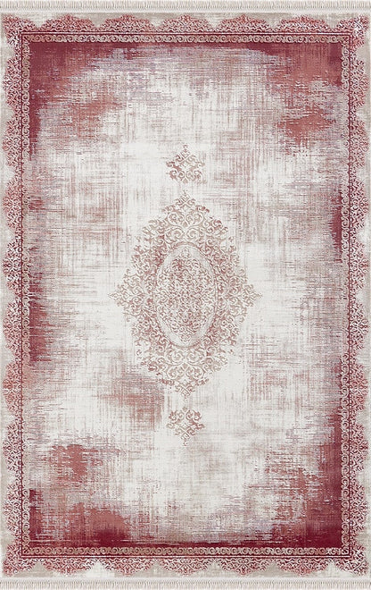 Teppich Rodin 19770 10-Red, rechteckig, Vintage, Orient, Kurzflor mit Fransen