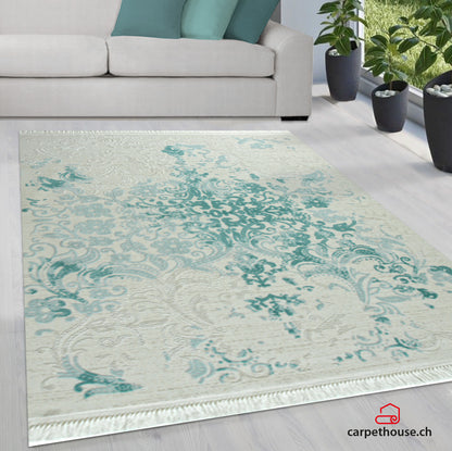 Teppich Abiye 5825 Türkis | Moderner Hoch-Tief Teppich – Carpethouse