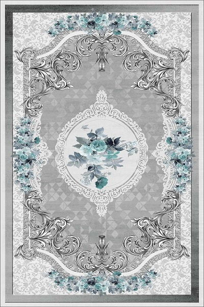 Waschbarer Teppich Sunshine 1055 grau mit Fransen