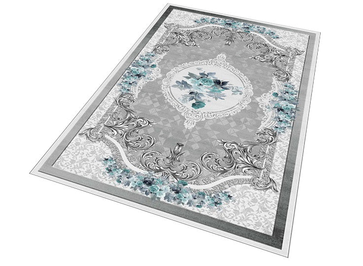 Waschbarer Teppich Sunshine 1055 grau mit Fransen