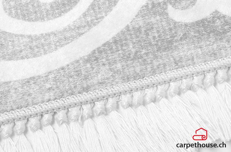 Waschbarer Teppich Sunshine 1081 grau mit Fransen
