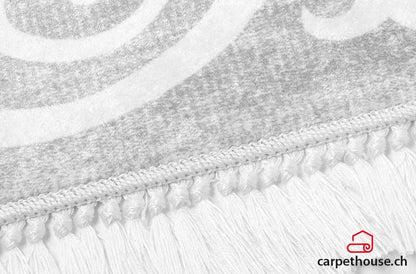 Waschbarer Teppich Sunshine 1081 grau mit Fransen